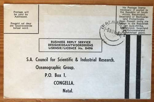 SOUTH AFRICAN C.S.I.R. POSTCARDS x 2 IFAFA BEACH 1962 OCEANOGRAPHIC GROUP CONGELLA NATAL.