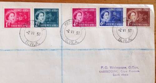 SOUTH WEST AFRICA SWA CORONATION of QUEEN ELIZABETH II JUNE 1953 FDC FIRST DAY COVER WINDHOEK.