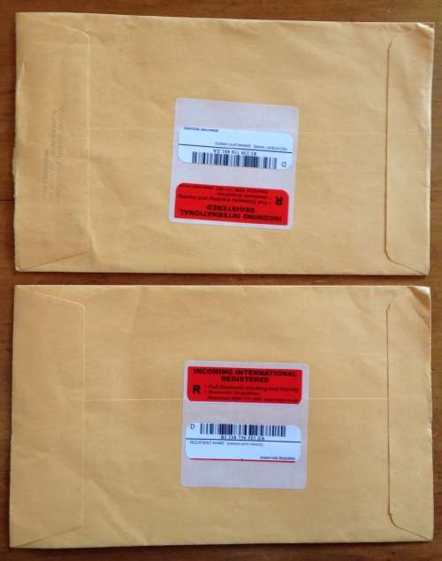 CANADA 2 x AIRMAIL LETTERS CASTLEWOOD to JOHANNESBURG MOOSE POLAR GRIZZLY BEAR FALCON LOON BIRD 2008
