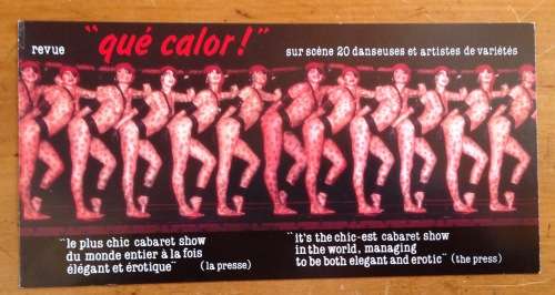 QUE CALOR REVUE FRENCH 20 DANCERS ELEGANT and EROTIC PARIS FRANCE ADVERTISING CARD NUDES WOMEN.