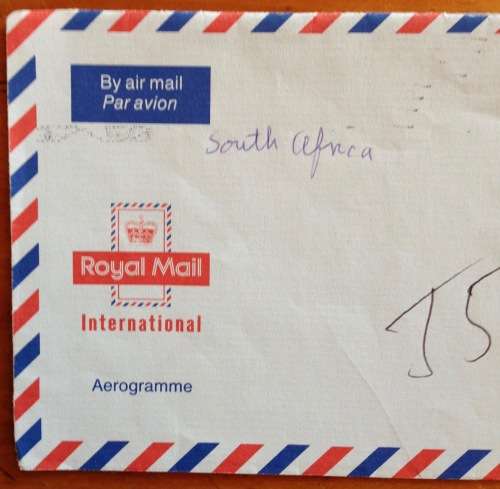 GREAT BRITAIN AIRMAIL LETTER ROYAL MAIL AEROGRAMME to JOHANNESBURG SOUTH AFRICA 1992 RAND AID ASSOC.