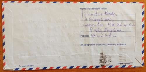 GREAT BRITAIN AIRMAIL LETTER ROYAL MAIL AEROGRAMME to JOHANNESBURG SOUTH AFRICA 1992 RAND AID ASSOC.