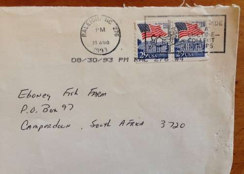 USA x 2 AMERICAN CICHLID ASSOCIATION CAMPERDOWN NATAL JOHANNESBURG PRIORITY MAIL1993 1980.
