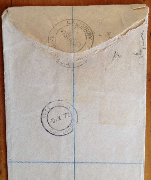 RHODESIA REGISTERED MAIL LETTERS x 2 SALISBURY to EAST LONDON SOUTH AFRICA 1972/3 HYDROFOIL MINING.