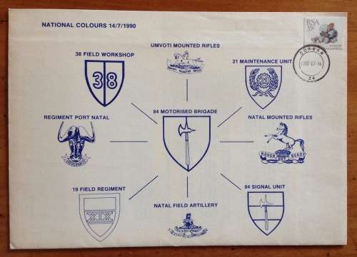 MILITARY=84 MOTORISED BRIGADE=1990=SOUTH AFRICA=COMMEMORATIVE COVER=DURBAN=UMVOTI=NMR=NFA=SIGNALS.