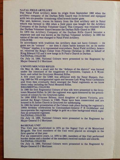 MILITARY=84 MOTORISED BRIGADE=1990=SOUTH AFRICA=COMMEMORATIVE COVER=DURBAN=UMVOTI=NMR=NFA=SIGNALS.