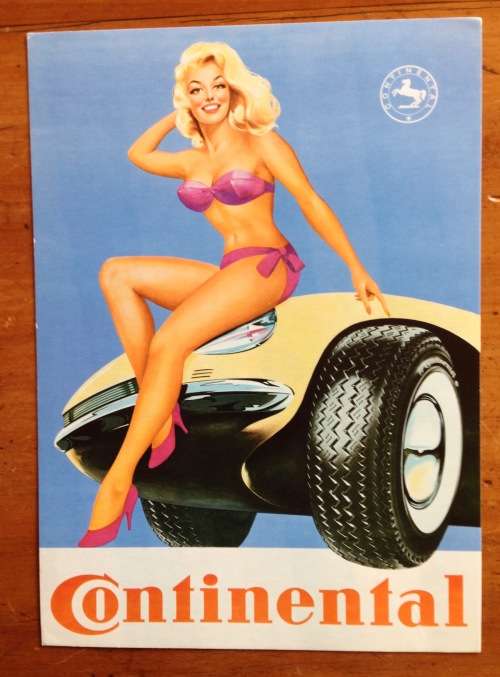 POSTCARD JUMBO CONTINENTAL TYRES RUBBER GERMANY FORLAG HAKAN ERIKSSON NOSTALGI SWEDEN BIKINI GIRL!!