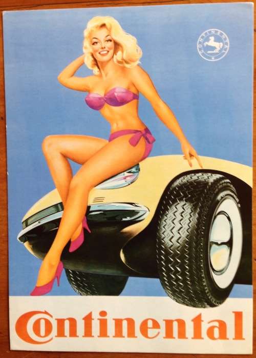 POSTCARD JUMBO CONTINENTAL TYRES RUBBER GERMANY FORLAG HAKAN ERIKSSON NOSTALGI SWEDEN BIKINI GIRL!!