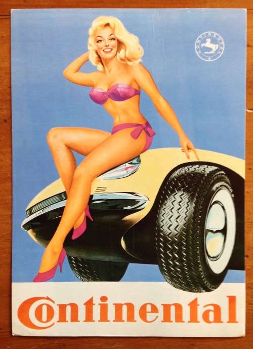 POSTCARD JUMBO CONTINENTAL TYRES RUBBER GERMANY FORLAG HAKAN ERIKSSON NOSTALGI SWEDEN BIKINI GIRL! b