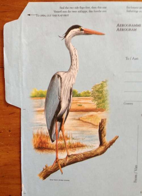 SOUTH AFRICAN POST OFFICE AEROGRAM FOREIGN POSTAGE PAID UNUSED BIRD GREY HERON 2002 SOUTH AFRICA RSA