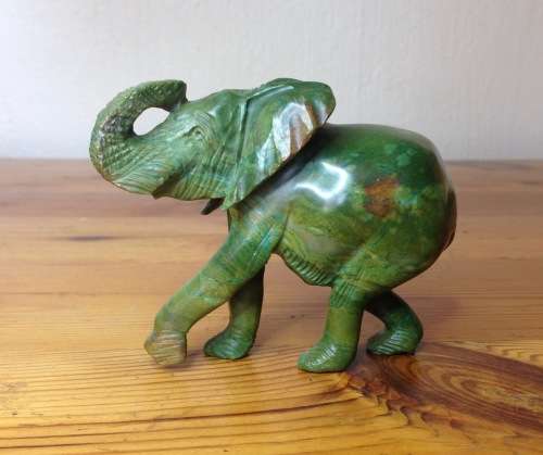 ELEPHANT=VERDITE=CARVED=GREEN=BROWN=UNBELIEVABLE COLOURS!!=GREAT CONDITION=Larger.