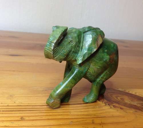 ELEPHANT=VERDITE=CARVED=GREEN=BROWN=UNBELIEVABLE COLOURS!!=GREAT CONDITION=Larger.