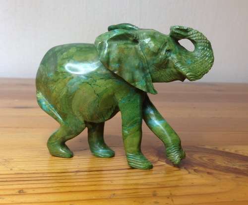 ELEPHANT=VERDITE=CARVED=GREEN=BROWN=UNBELIEVABLE COLOURS!!=GREAT CONDITION=Larger.