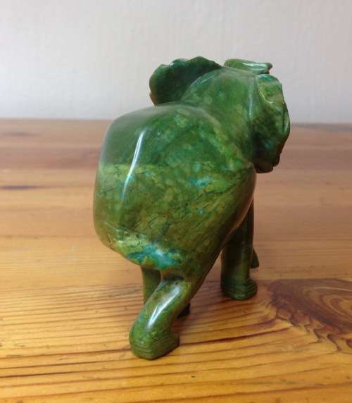 ELEPHANT=VERDITE=CARVED=GREEN=BROWN=UNBELIEVABLE COLOURS!!=GREAT CONDITION=Larger.