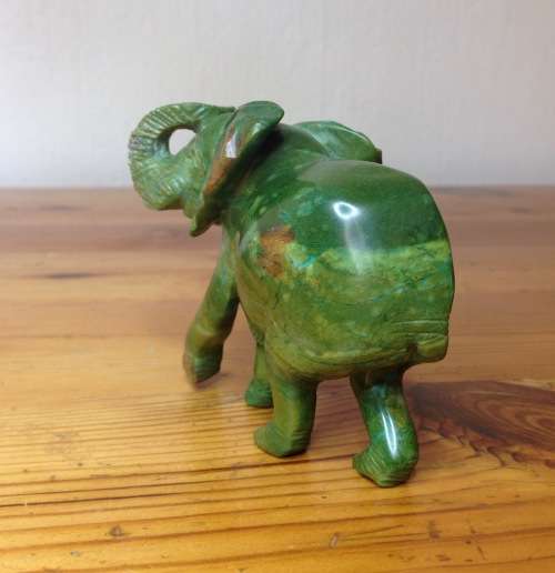 ELEPHANT=VERDITE=CARVED=GREEN=BROWN=UNBELIEVABLE COLOURS!!=GREAT CONDITION=Larger.