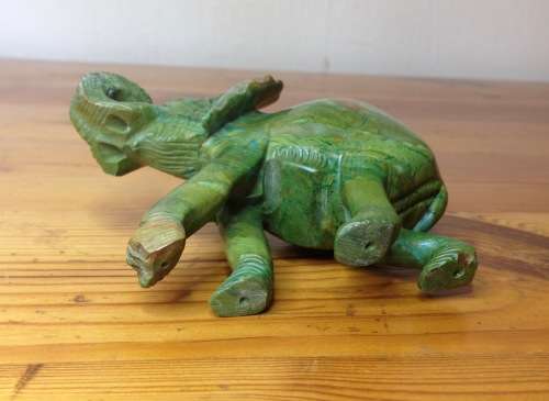 ELEPHANT=VERDITE=CARVED=GREEN=BROWN=UNBELIEVABLE COLOURS!!=GREAT CONDITION=Larger.