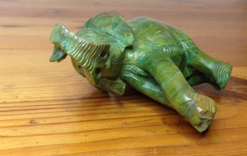 ELEPHANT=VERDITE=CARVED=GREEN=BROWN=UNBELIEVABLE COLOURS!!=GREAT CONDITION=Larger.