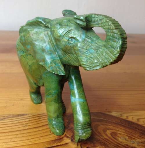 ELEPHANT=VERDITE=CARVED=GREEN=BROWN=UNBELIEVABLE COLOURS!!=GREAT CONDITION=Larger.