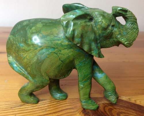 ELEPHANT=VERDITE=CARVED=GREEN=BROWN=UNBELIEVABLE COLOURS!!=GREAT CONDITION=Larger.