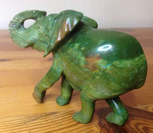 ELEPHANT=VERDITE=CARVED=GREEN=BROWN=UNBELIEVABLE COLOURS!!=GREAT CONDITION=Larger.