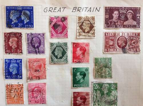GREAT BRITAIN MIXED LOT ON A PAGE KGVI 10s 5s KGV KEVII 30 stamps ALL USED CONDITION VARIES.