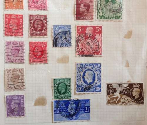GREAT BRITAIN MIXED LOT ON A PAGE KGVI 10s 5s KGV KEVII 30 stamps ALL USED CONDITION VARIES.