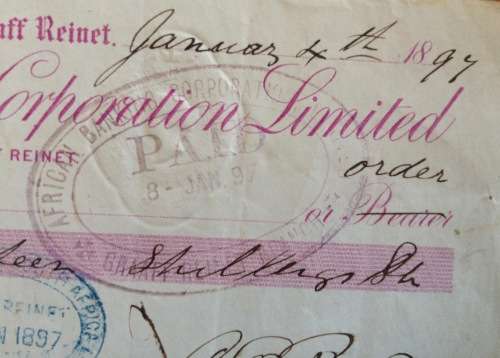 CHEQUE=1897=AFRICAN BANKING CORPORATION LIMITED=GRAAFF REINET=CAPE of GOOD HOPE=123 years