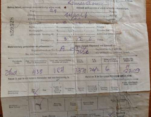 MOTOR VEHICLE LICENCE 1944 KARREEDOUW CAPE PROVINCE UNION of SOUTH AFRICA WWII 3d War Effort x 13.
