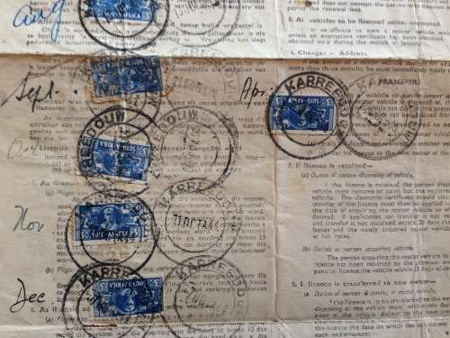 MOTOR VEHICLE LICENCE 1944 KARREEDOUW CAPE PROVINCE UNION of SOUTH AFRICA WWII 3d War Effort x 13.