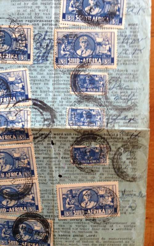MOTOR VEHICLE LICENCE 1942 DURBAN NORTH NATAL UNION of SOUTH AFRICA WWII 3d War Effort x 17 1d x 1..
