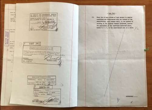 1969 DEED of TRANSFER PIETERMARITZBURG GREYTOWN NATAL REGISTRAR SEALS + RIBBON REVENUE STAMPS R31.25