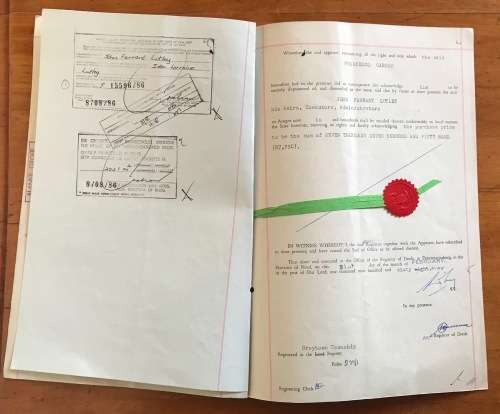 1969 DEED of TRANSFER PIETERMARITZBURG GREYTOWN NATAL REGISTRAR SEALS + RIBBON REVENUE STAMPS R26.00