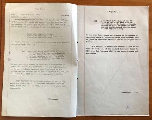 1971 DEED of TRANSFER PIETERMARITZBURG UMVOTI FARMS NATAL REGISTRAR SEALS RIBBON REVENUE STAMPS R77.