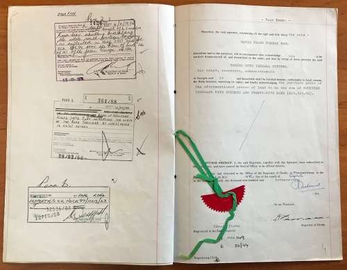 1971 DEED of TRANSFER PIETERMARITZBURG UMVOTI FARMS NATAL REGISTRAR SEALS RIBBON REVENUE STAMPS R77.
