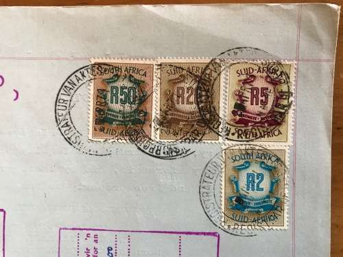 1971 DEED of TRANSFER PIETERMARITZBURG UMVOTI FARMS NATAL REGISTRAR SEALS RIBBON REVENUE STAMPS R77.
