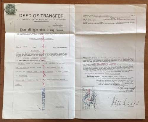 1903=DEED of TRANSFER=BRITSTOWN=CROWNED OVAL DEEDS REGISTRAR CACHET=CAPE OF GOOD HOPE=REVENUE £2.00.