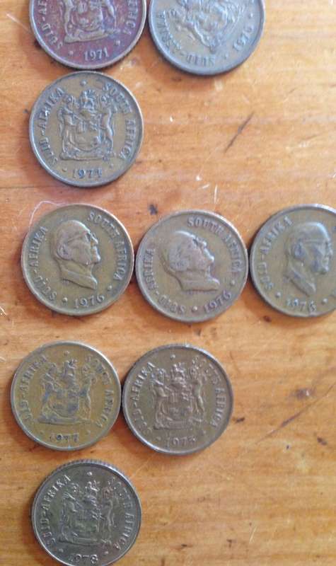 COINS x 43=SOUTH AFRICA=1 cent=1966-1989=Various mixed years=UNCHECKED=HERN D19-D46.