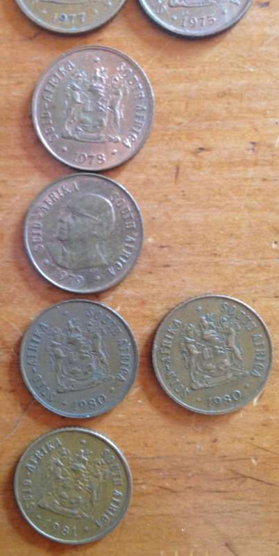 COINS x 43=SOUTH AFRICA=1 cent=1966-1989=Various mixed years=UNCHECKED=HERN D19-D46.