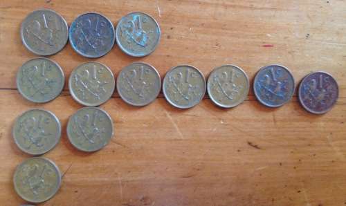 COINS x 43=SOUTH AFRICA=1 cent=1966-1989=Various mixed years=UNCHECKED=HERN D19-D46.