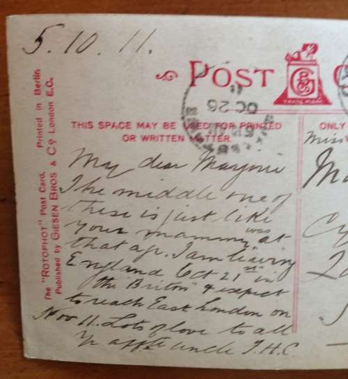POSTCARD POST CARD CAPE of GOOD HOPE GREAT BRITAIN to CYPHERGAT 1911 UNION SOUTH AFRICA PUTZEL 2.