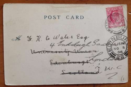 POSTCARD GRAAFF-REINET to EDINBURGH CAPE of GOOD HOPE to SCOTLAND Redirected to LONDON 1906 GB.