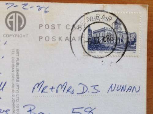 POSTCARD POST CARD SOUTH AFRICA SURFING WAVES SEA POSTED CITY HALL PORT ELIZABETH ESHOWE NATAL.