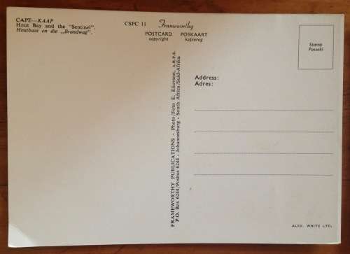 POSTCARD=POST CARD=HOUT BAY=CAPE TOWN=WESTERN CAPE=SOUTH AFRICA=SENTINEL (BRANDWAG)=HARBOUR=FISHING.