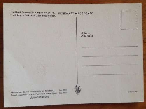 POSTCARD=POST CARD=HOUT BAY=CAPE TOWN=WESTERN CAPE=SOUTH AFRICA=SENTINEL (BRANDWAG)=HARBOUR=FISHING.