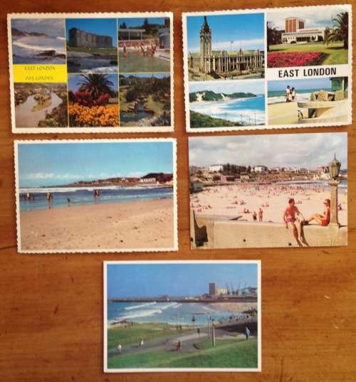 POSTCARDS x 5=POST CARDS=EAST LONDON=EASTERN CAPE=SOUTH AFRICA=NAHOON=ORIENT BEACH=CITY HALL=GONUBIE