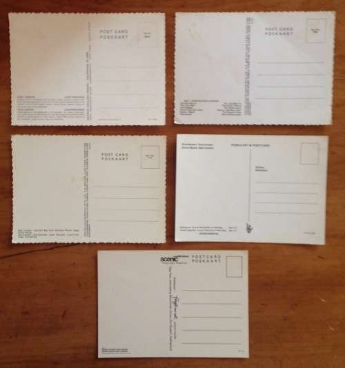 POSTCARDS x 5=POST CARDS=EAST LONDON=EASTERN CAPE=SOUTH AFRICA=NAHOON=ORIENT BEACH=CITY HALL=GONUBIE