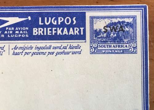 SOUTH WEST AFRICA SWA AIR MAIL LETTER CARD 3d OVERPRINTED 1946 Groote Schuur Military.