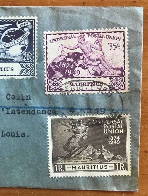 MAURITIUS UPU REGISTERED MAIL LOCALLY POSTED and DELIVERED 4 NOVEMBER 1949 NICE ITEM!!!
