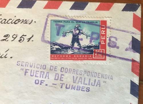 PERU AIRMAIL LETTER to  ARGENTINA SOUTH AMERICA FREED ANDEAN FARMER 1969 AGRARIAN REFORM POLITICS.