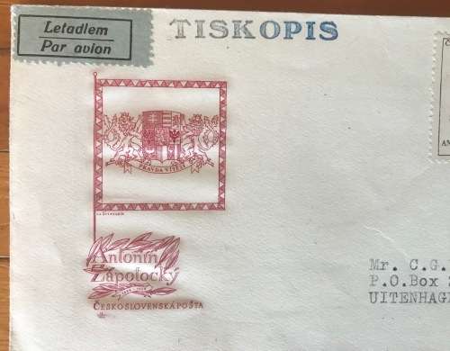 CZECHOSLOVAKIA CZECH REBUBLIC FDC AIRMAIL LETTER to  UITENHAGE SOUTH AFRICA 1954 ANTONIN ZAPOFOCKY.